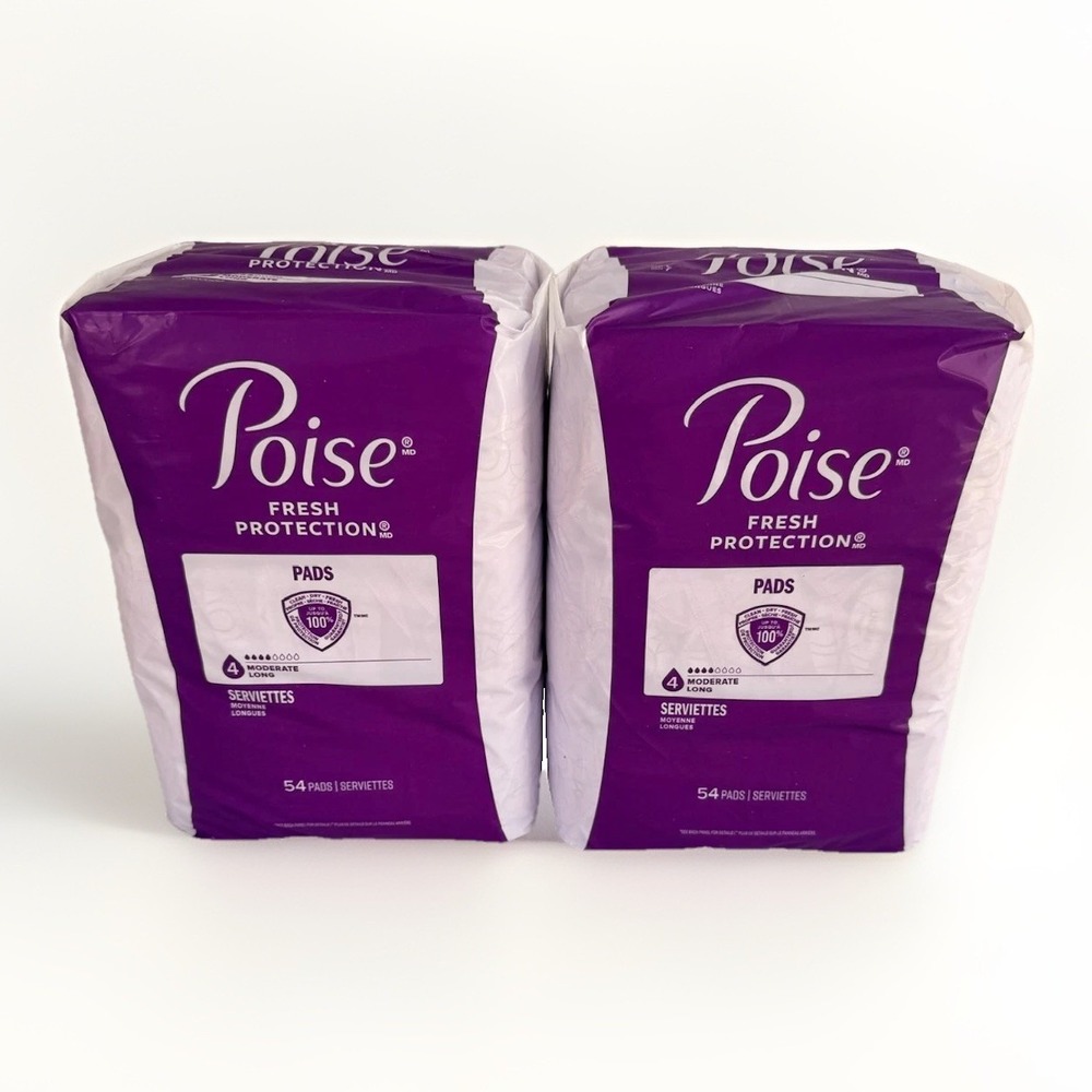 Pack of 2 Poise Fresh Protection Women's Size Medium Postpartum Pads 108 CT